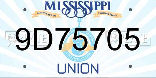 9D75705 Mississippi License Plate