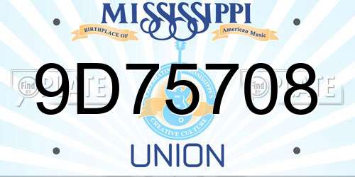 9D75708 Mississippi License Plate