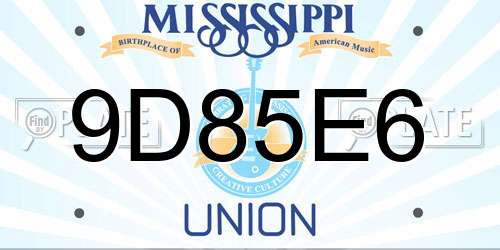 9D85E6 Mississippi License Plate