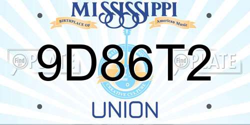 9D86T2 Mississippi License Plate