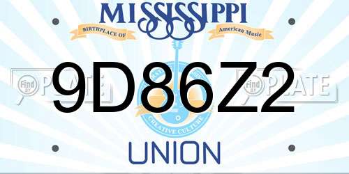 9D86Z2 Mississippi License Plate