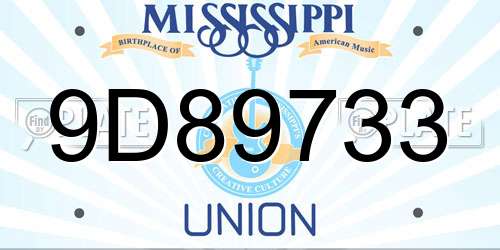 9D89733 Mississippi License Plate