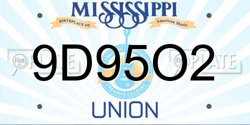 9D95O2 Mississippi License Plate
