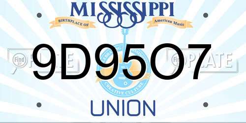 9D95O7 Mississippi License Plate