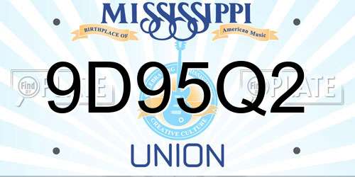 9D95Q2 Mississippi License Plate