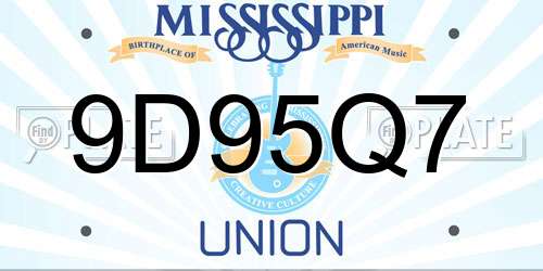 9D95Q7 Mississippi License Plate