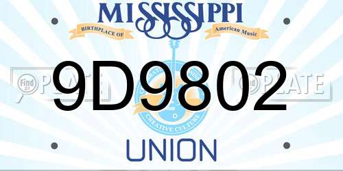 9D9802 Mississippi License Plate