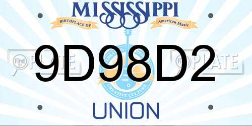 9D98D2 Mississippi License Plate