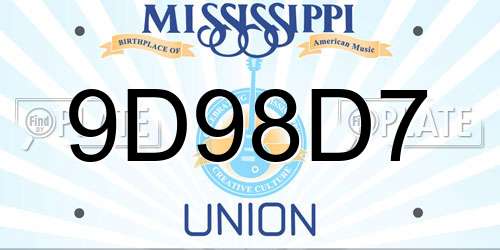 9D98D7 Mississippi License Plate
