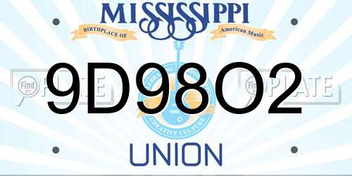 9D98O2 Mississippi License Plate