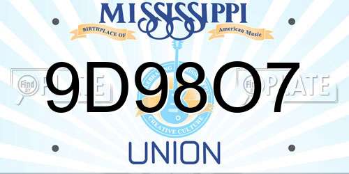 9D98O7 Mississippi License Plate