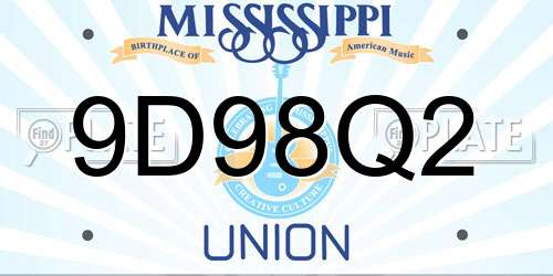 9D98Q2 Mississippi License Plate