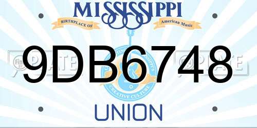 9DB6748 Mississippi License Plate