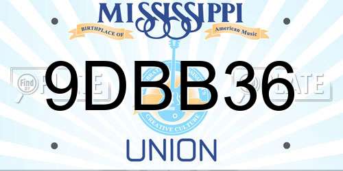 9DBB36 Mississippi License Plate