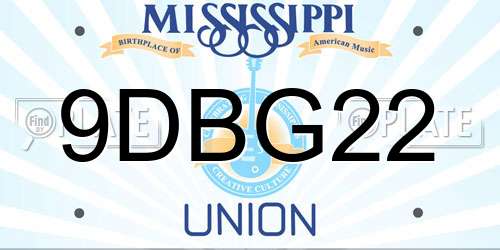 9DBG22 Mississippi License Plate