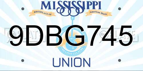 9DBG745 Mississippi License Plate