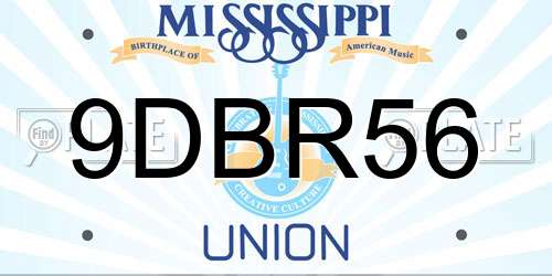 9DBR56 Mississippi License Plate