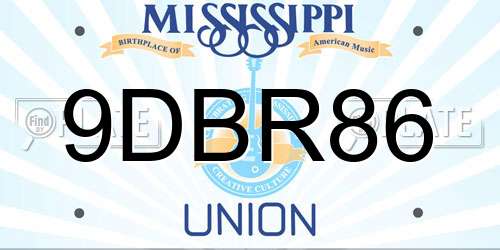 9DBR86 Mississippi License Plate