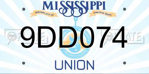 9DD074 Mississippi License Plate