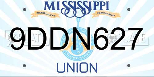 9DDN627 Mississippi License Plate