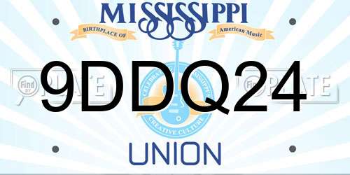 9DDQ24 Mississippi License Plate