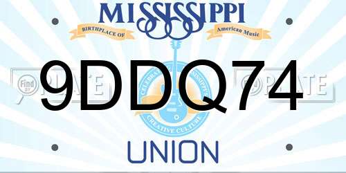 9DDQ74 Mississippi License Plate