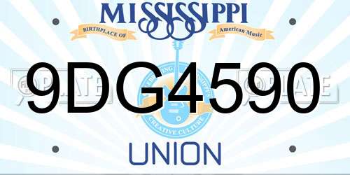 9DG4590 Mississippi License Plate