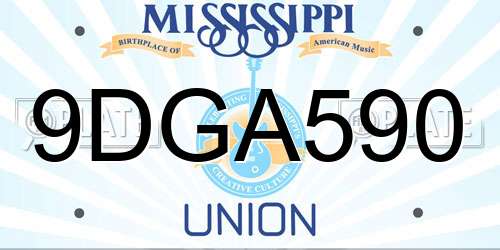 9DGA590 Mississippi License Plate