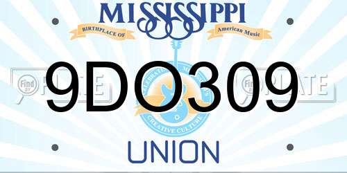 9DO309 Mississippi License Plate