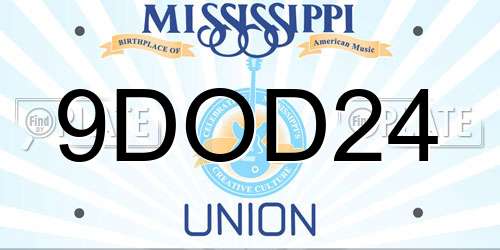 9DOD24 Mississippi License Plate