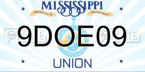 9DOE09 Mississippi License Plate