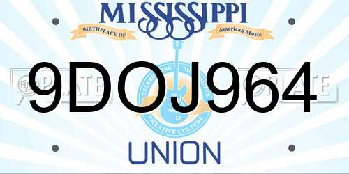 9DOJ964 Mississippi License Plate