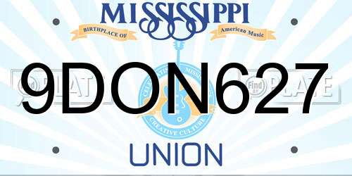 9DON627 Mississippi License Plate