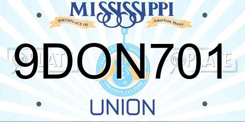 9DON701 Mississippi License Plate