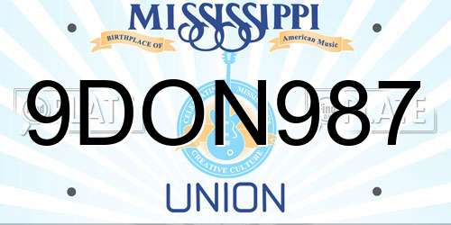 9DON987 Mississippi License Plate