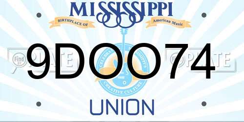 9DOO74 Mississippi License Plate