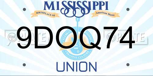 9DOQ74 Mississippi License Plate