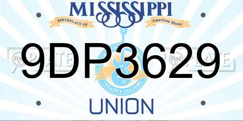 9DP3629 Mississippi License Plate