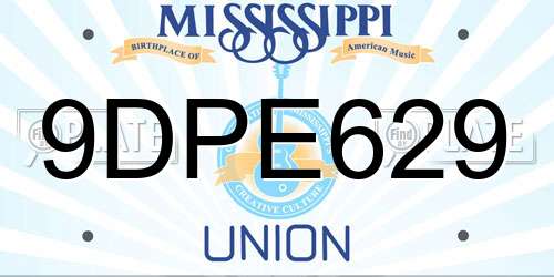 9DPE629 Mississippi License Plate