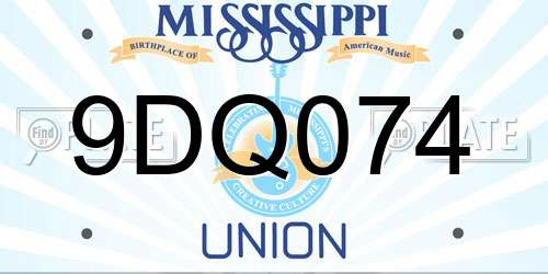 9DQ074 Mississippi License Plate