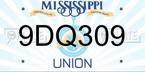 9DQ309 Mississippi License Plate