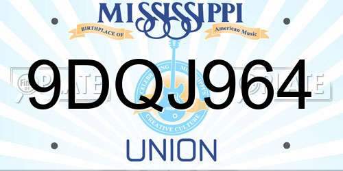9DQJ964 Mississippi License Plate