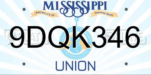 9DQK346 Mississippi License Plate