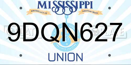 9DQN627 Mississippi License Plate