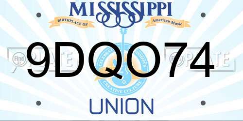 9DQO74 Mississippi License Plate