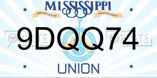9DQQ74 Mississippi License Plate