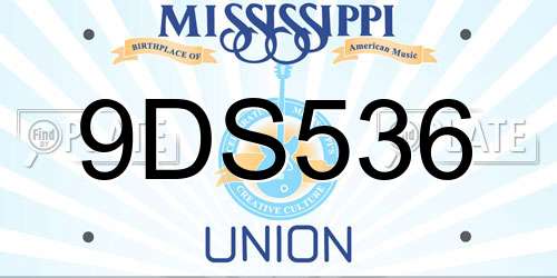 9DS536 Mississippi License Plate