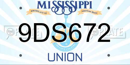 9DS672 Mississippi License Plate