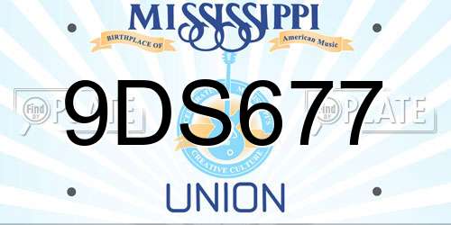 9DS677 Mississippi License Plate