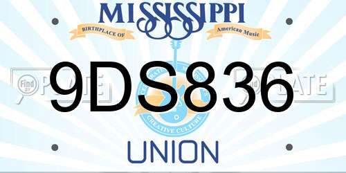 9DS836 Mississippi License Plate